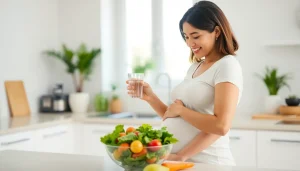 Kobieta w ciąży dbająca o zdrową dietę i prawidłową wagę dla bezpieczeństwa dziecka