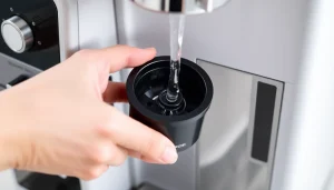 Ręczne mycie wyjmowanego bloku zaparzającego z ekspresu DeLonghi pod bieżącą wodą